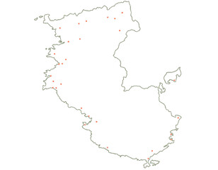 和歌山県　地図　白　斑点　イラスト
