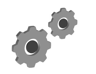 Simple 3D illustration of a pair of gears