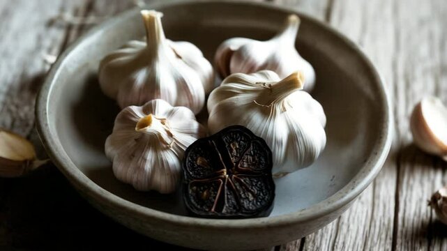 Plate of black garlic