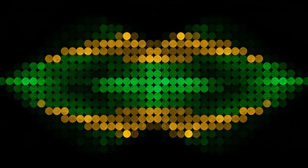Symmetrical Green Gold Circles Mosaic Flat Design High Resolution