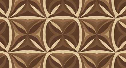 Symmetrical Beige Brown Concentric Circles Retro Vector Seamless Art