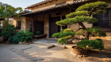 Traditional Japanese home courtyard