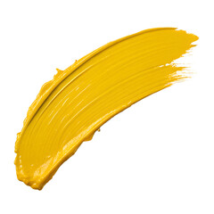Yellow paint stroke on transparent background