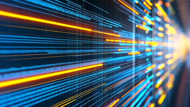 Abstract digital data stream with lines of code