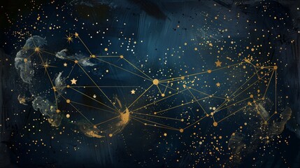 Star constellation lines isolated on transparent background gold strokes k resolution .