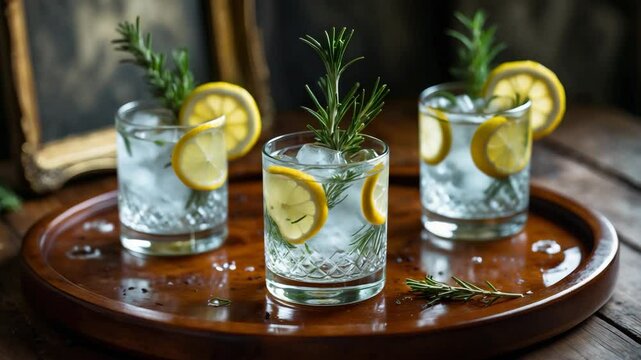 Enjoy a refreshing organic gin and tonic cocktail with a hint of lemon and rosemary.
