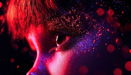 Close-up vibrant face art