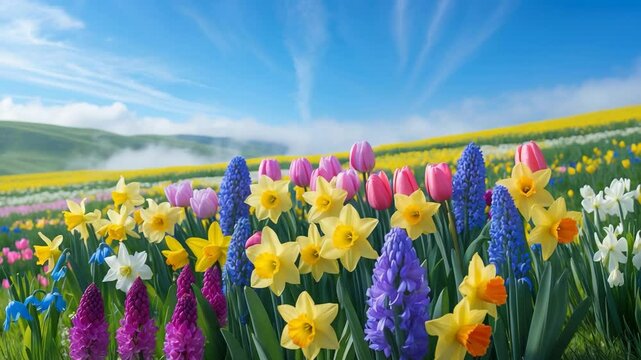 field blooming in spring