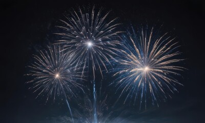 Isolated blue fireworks burst, dark starry night sky,  night,  flash