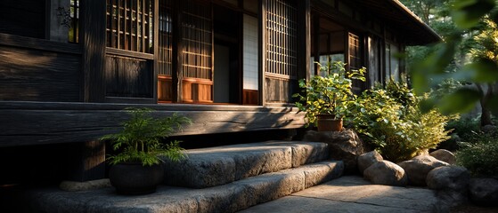 Tranquil Japanese House Entrance