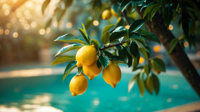 Lemon tree set against a background.