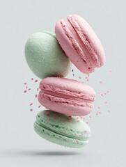 Colorful Macarons Dessert Pastry Sweet Indulgence Gourmet Confectionery Luxury Treats Bakery Delicacy Culinary Artful Design Trendy Soft Fluffy Edible Bites Event Celebration Pretty Snack Happiness