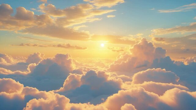 A beautiful sunrise painted the morning sky golden, with clouds of various shapes adding to the scene.