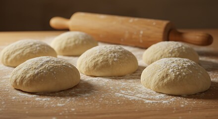 Fototapeta premium Dough Balls and Rolling Pin