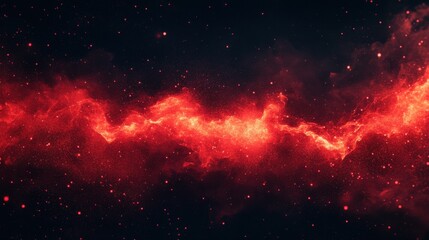 Fiery red nebula in deep space. Intense cosmic energy.