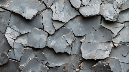 Close-up of a cracked, gray stone surface. The texture is rough and uneven, with many crevices and fissures.