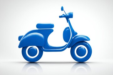 Obraz premium A sleek blue scooter showcased against a minimalist white background ideal for transportation