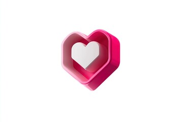 Fototapeta premium 3D Heart Icon with Layered Design Pink and White Love Symbol Romantic Graphic Element for Val