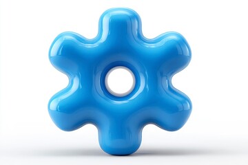 Obraz premium 3D Rendered Blue Gear Icon with Glossy Finish for Technology and Settings Themes
