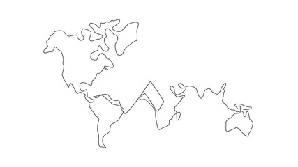 Self drawing animation of single continuous line drawing large campaign ribbon on world map background. Awareness for various causes. Support for individuals. Rare Disease Day. Full length animated