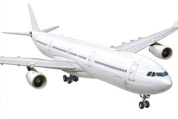 Obraz premium Airplane in flight white airliner aviation jet plane transport travel aircraft wings en