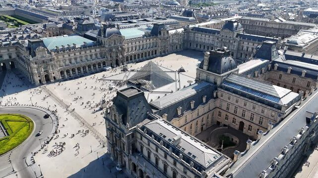 Louvre Museum At Paris Ile De France In France. Beautiful Carousel Garden. Paris City Landscape. Louvre Museum At Paris In Ile De France France. Louvre Pyramid. Cultural Heritage.