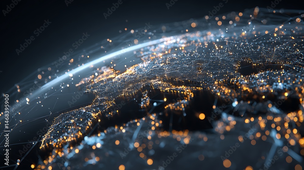 Leinwandbilder a sleek, futuristic 3d virtual globe with glowing points of light scattered across key global busine