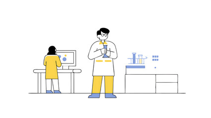 portrait of a female and male technicians with a tablet computer monitoring automated conveyor belt with packages in a logistics warehouse modern fulfillment center with internet shop orde 93597059 12