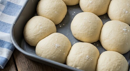 Raw Dough Balls in Baking Sheet