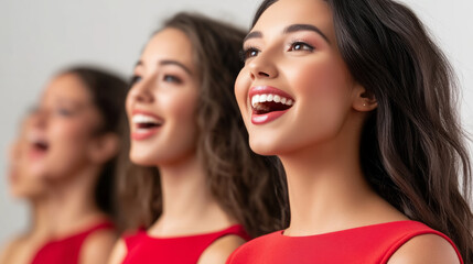 Opera soprano singing dramatically in luxurious setting for performing arts experience