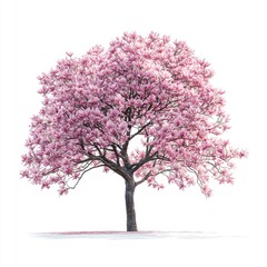 Obraz premium Blooming pink tree isolated on white