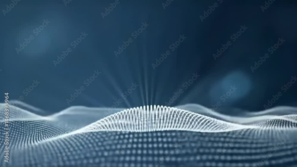 Poster Abstract Dotted Grid Landscape Animation with Blue Background and Bokeh