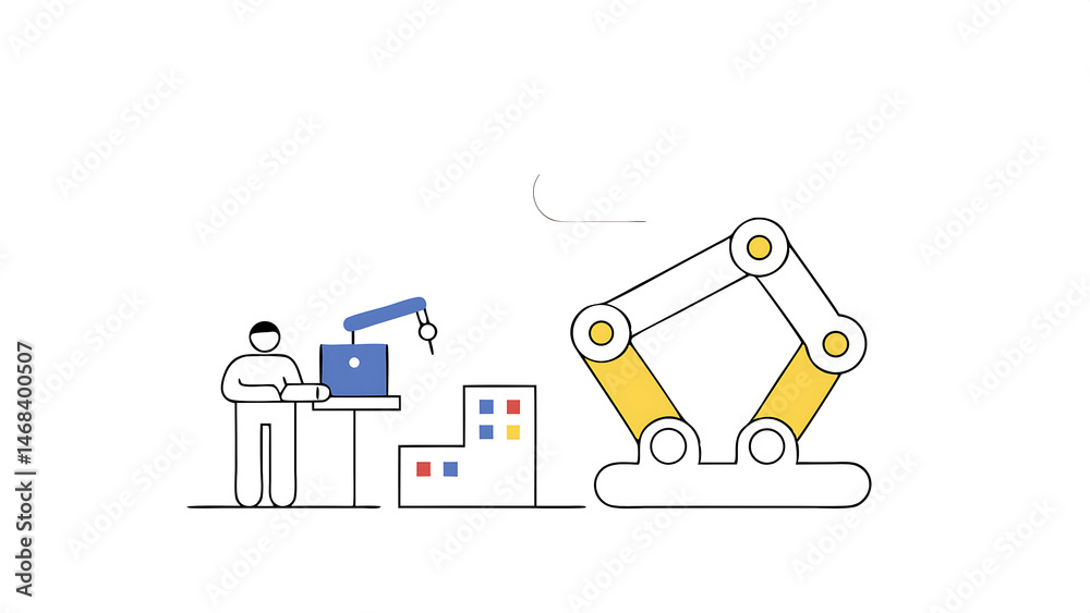 Poster technician activates smart factory floor advanced manufacturing visualization of data analysis ai pr