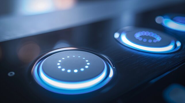 Modern Control Panel with Blue LED Indicators