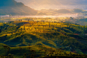 panorama of the mountains from Taman Langit Pangalengan Bandung West Java Indonesia