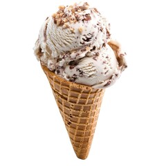 Ice cream cone with nuts isolated on white background