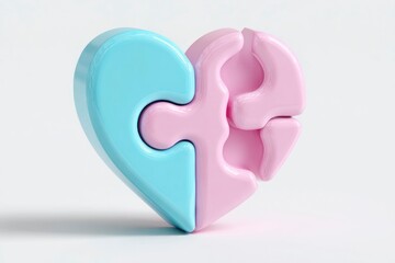 Interlocking Heart Puzzle Pieces in Pastel Colors Symbolizing Unity and Connection