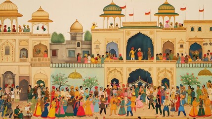 Indian Mughal Festival Scene