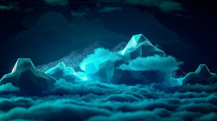 Abstract Digital Mountains in the Clouds
