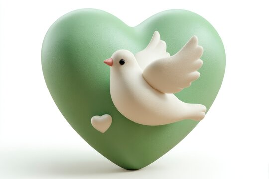 Naklejki Peaceful Dove in Flight with Heart Background Symbolizing Love Harmony and Unity for Romanti