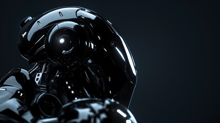 Futuristic Robot Head Close-up