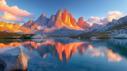 Mountain Lake Sunset Reflection