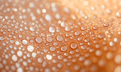 Water Droplets on Peach-Colored Surface