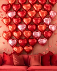 Heart Balloons and Cushions Decor