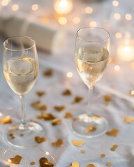 Sparkling Champagne Flutes on Festive Table