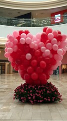 Heart-Shaped Balloon Display in Shopping Mall