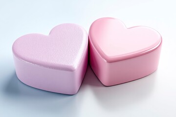 Two Pink HeartShaped Boxes Symbolizing Love and Romance