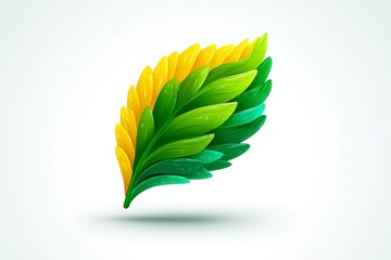 Vibrant Gradient Leaf Design with Dew Drops for Nature and Environmental Themes