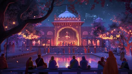 Obraz premium Illuminated Night at a Sacred Site