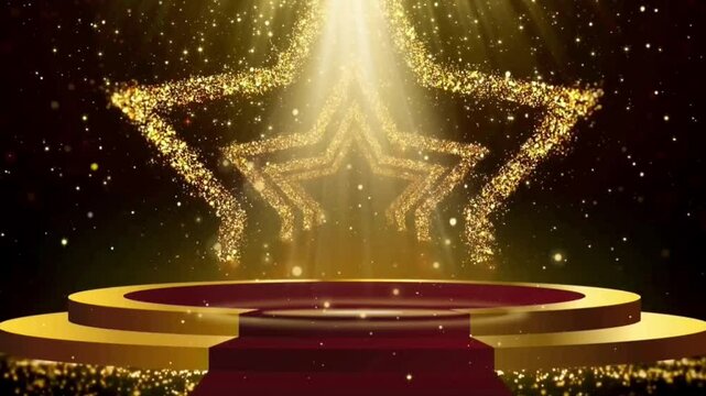 Elegant and luxurious star and gold themed podium background